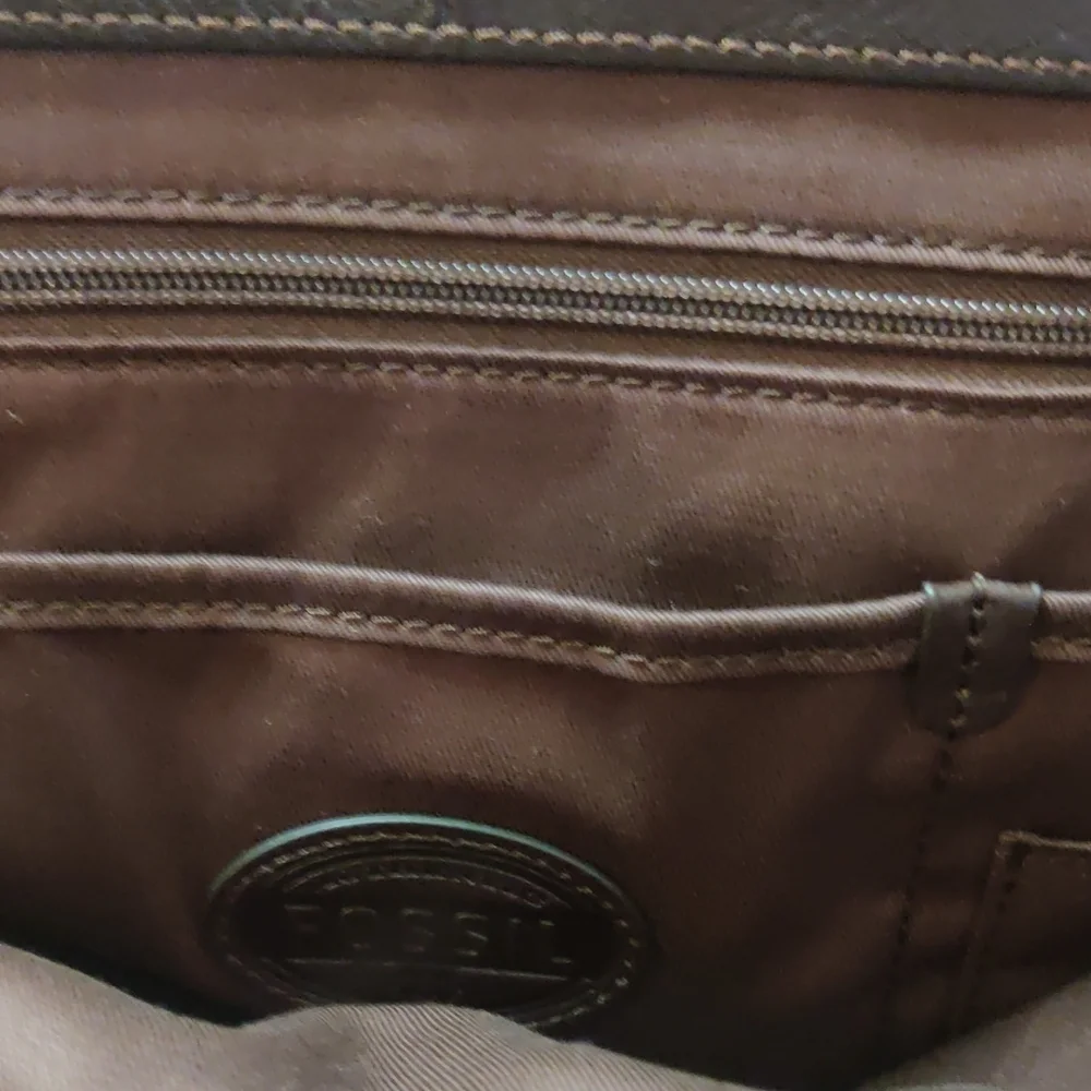 Fossil Brown Leather Briefcase Unisex